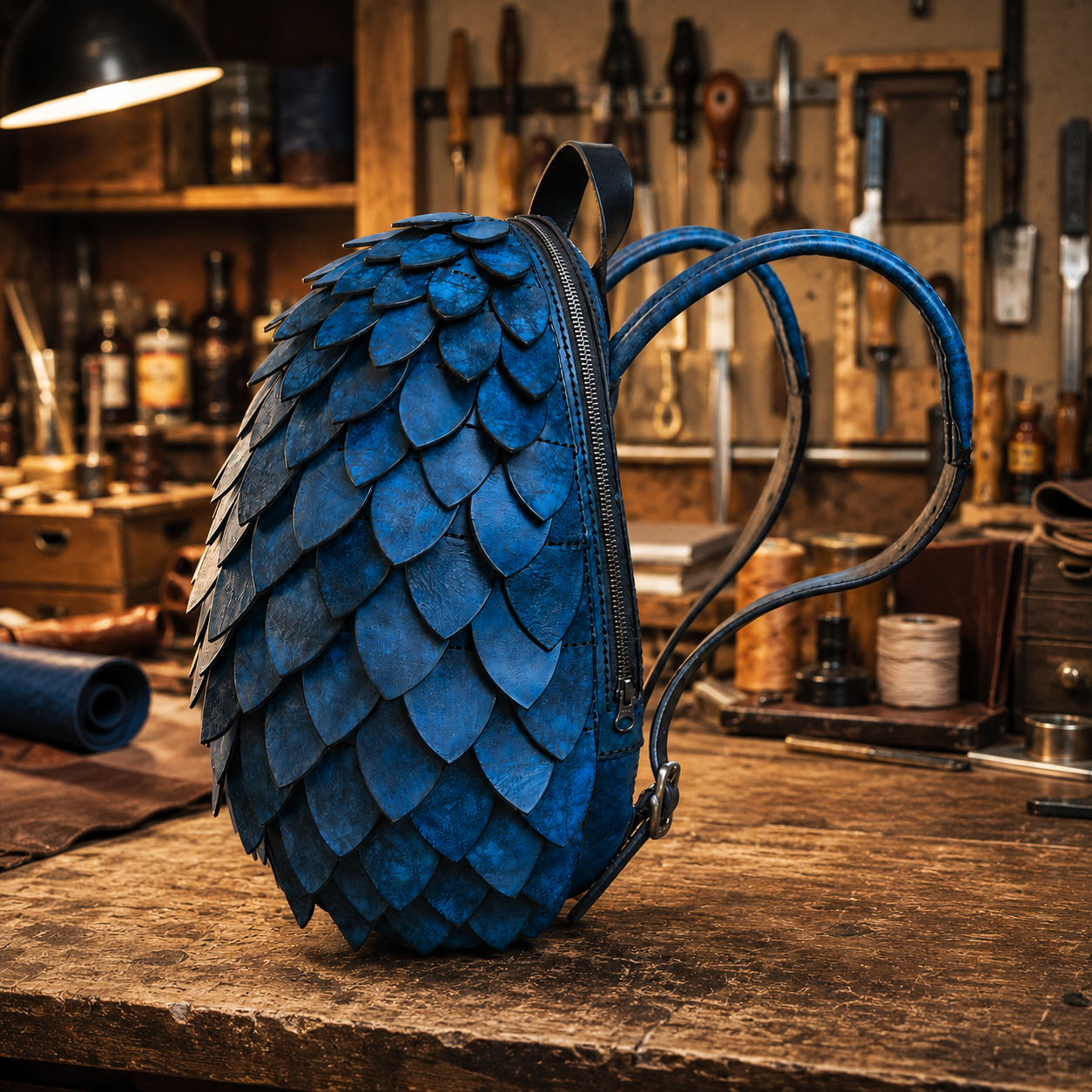 RUCSAC "OU DE DRAGON" DIN PIELE NATURALA - imagine 5